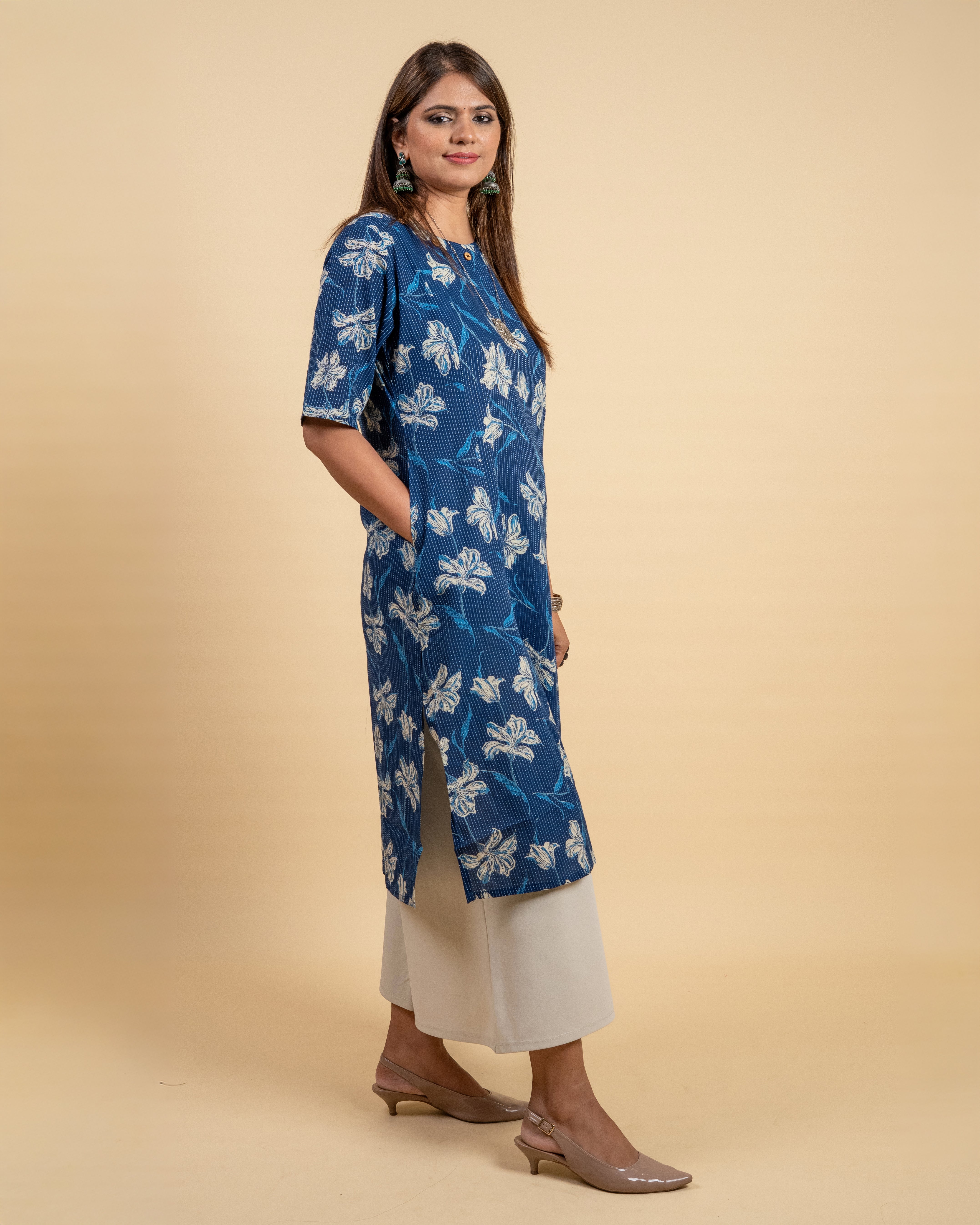 Indigo Dusk Printed Cotton Kurti