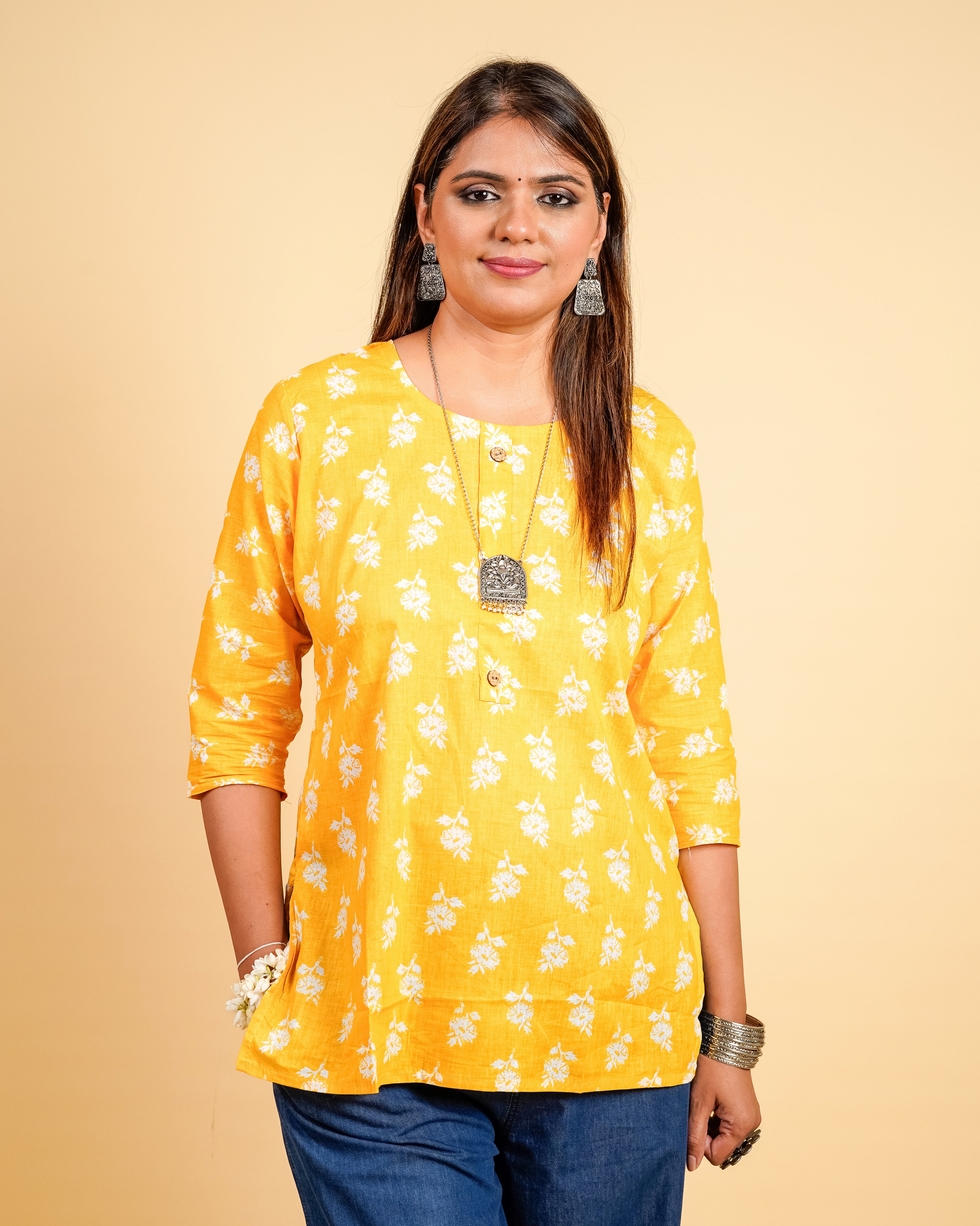 Sunshine Glow Short Cotton Kurti