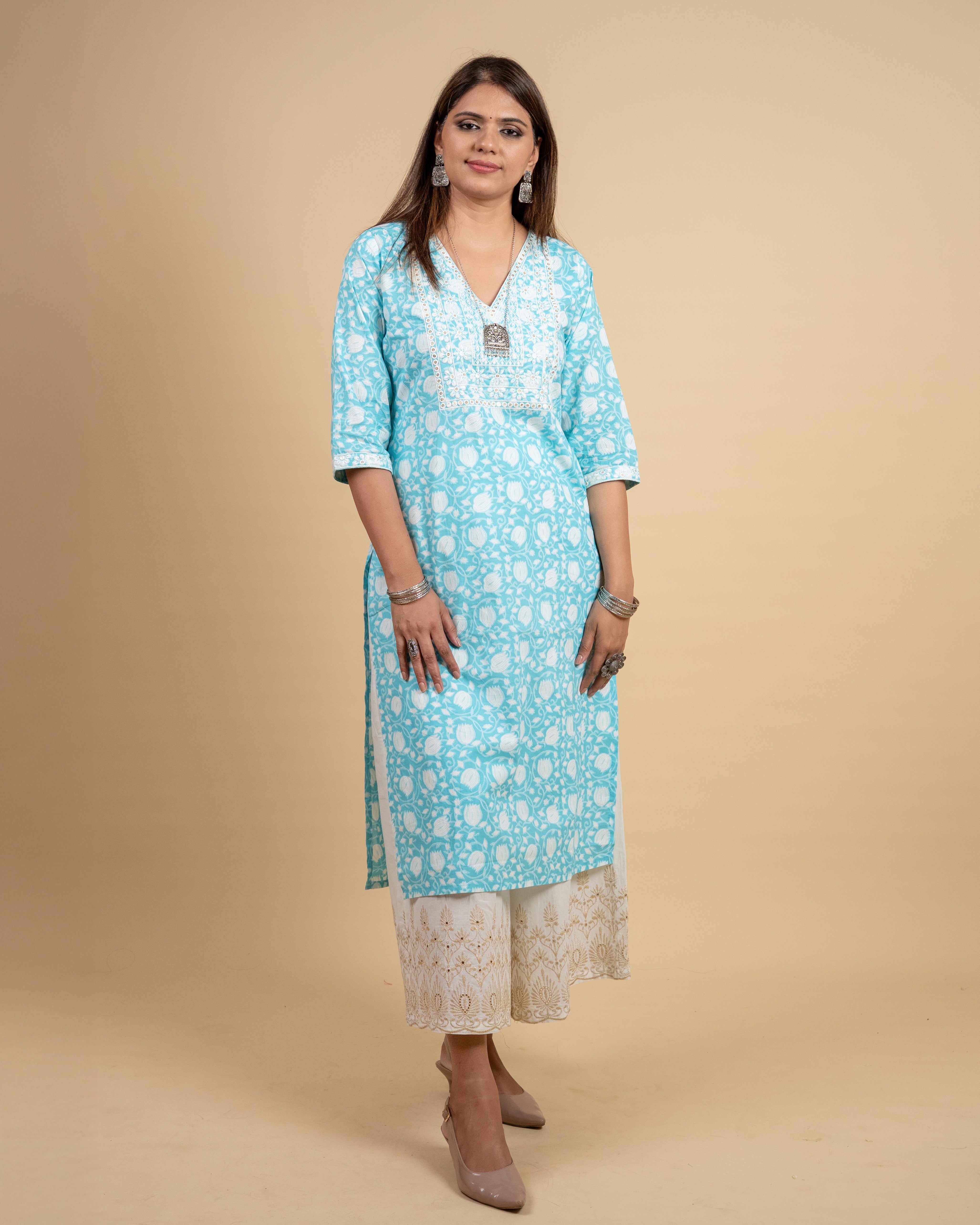 Aqua Serenity Cotton Kurti