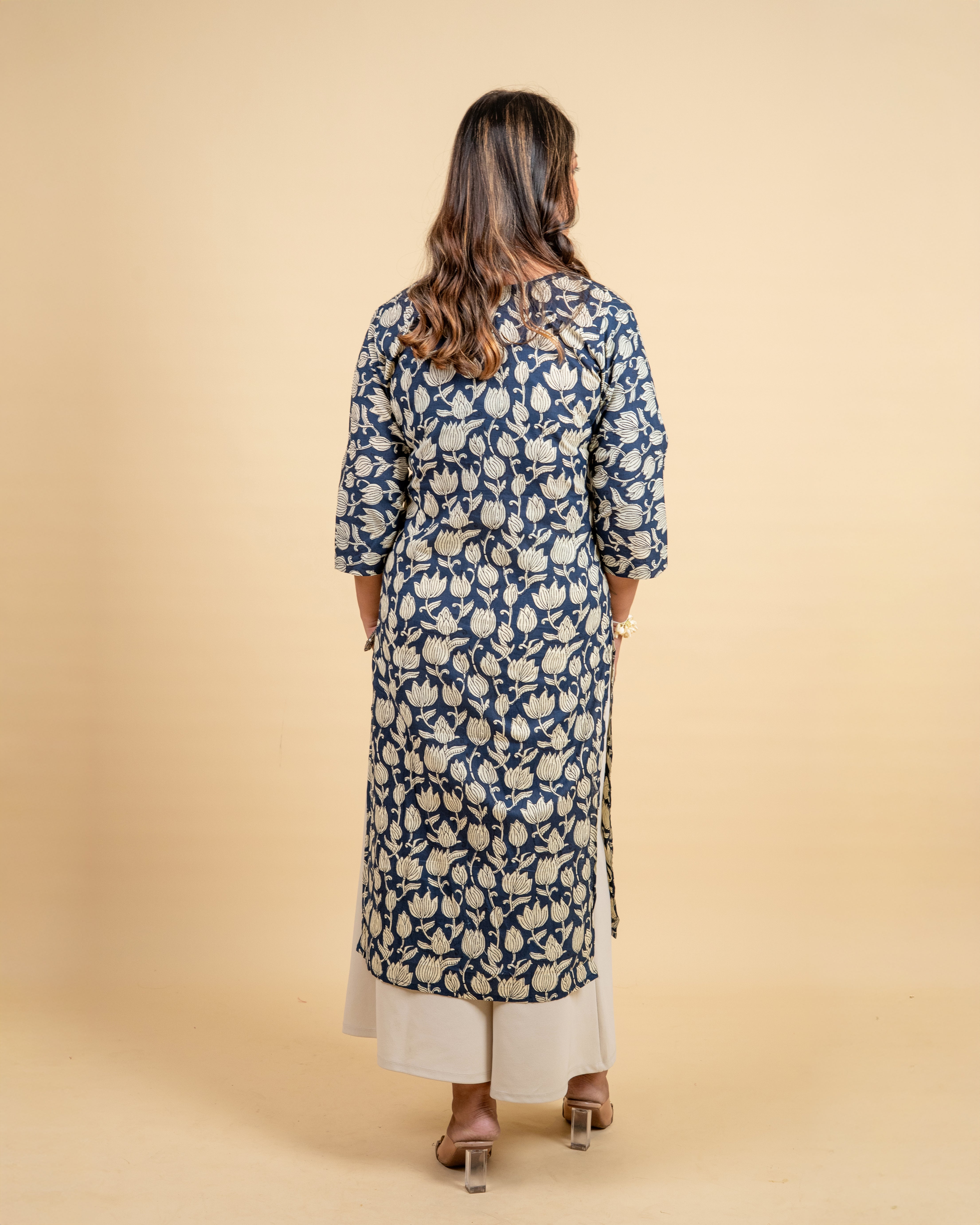 Midnight Lotus Cotton Kurti