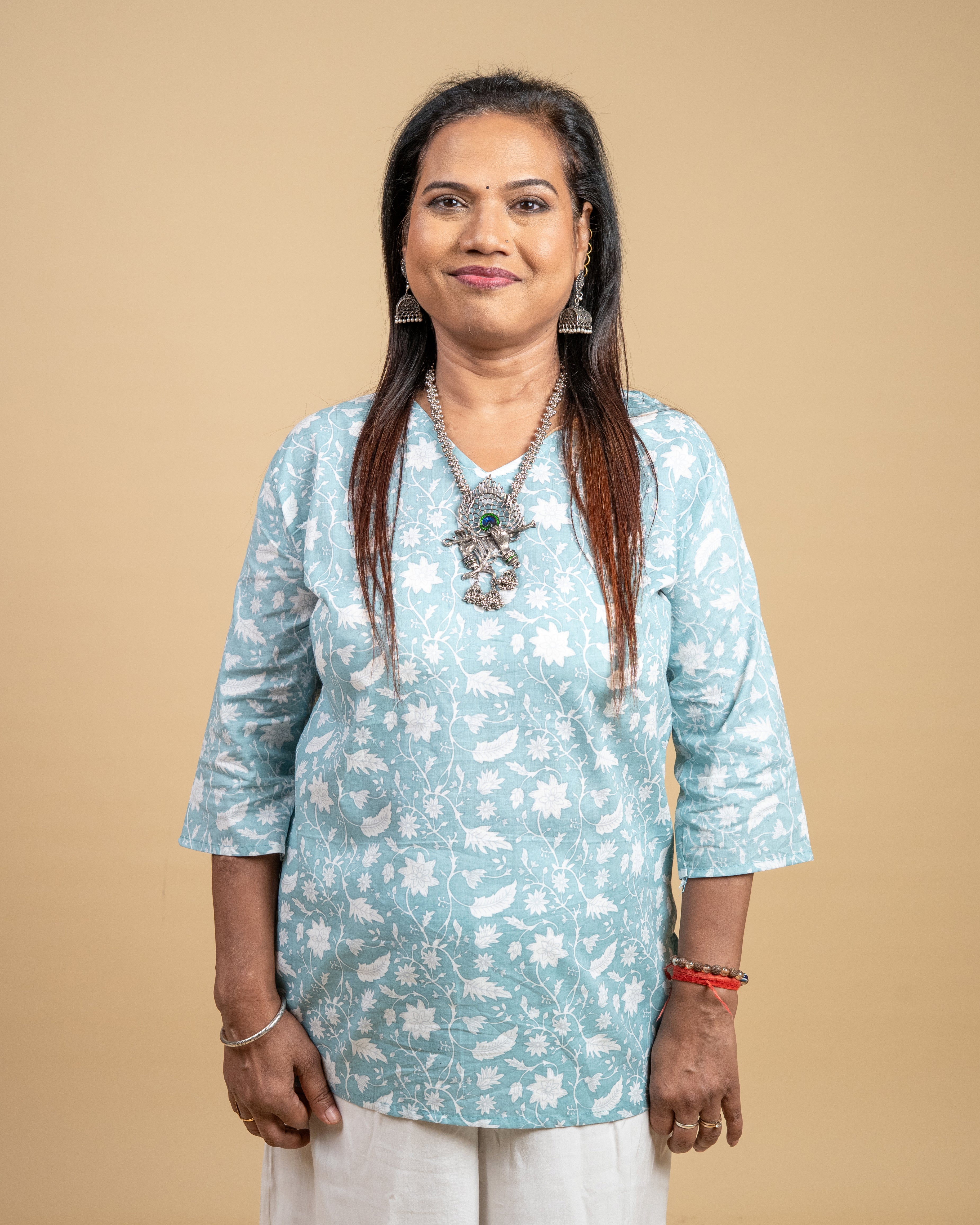 Aqua Bloom Short Cotton Kurti