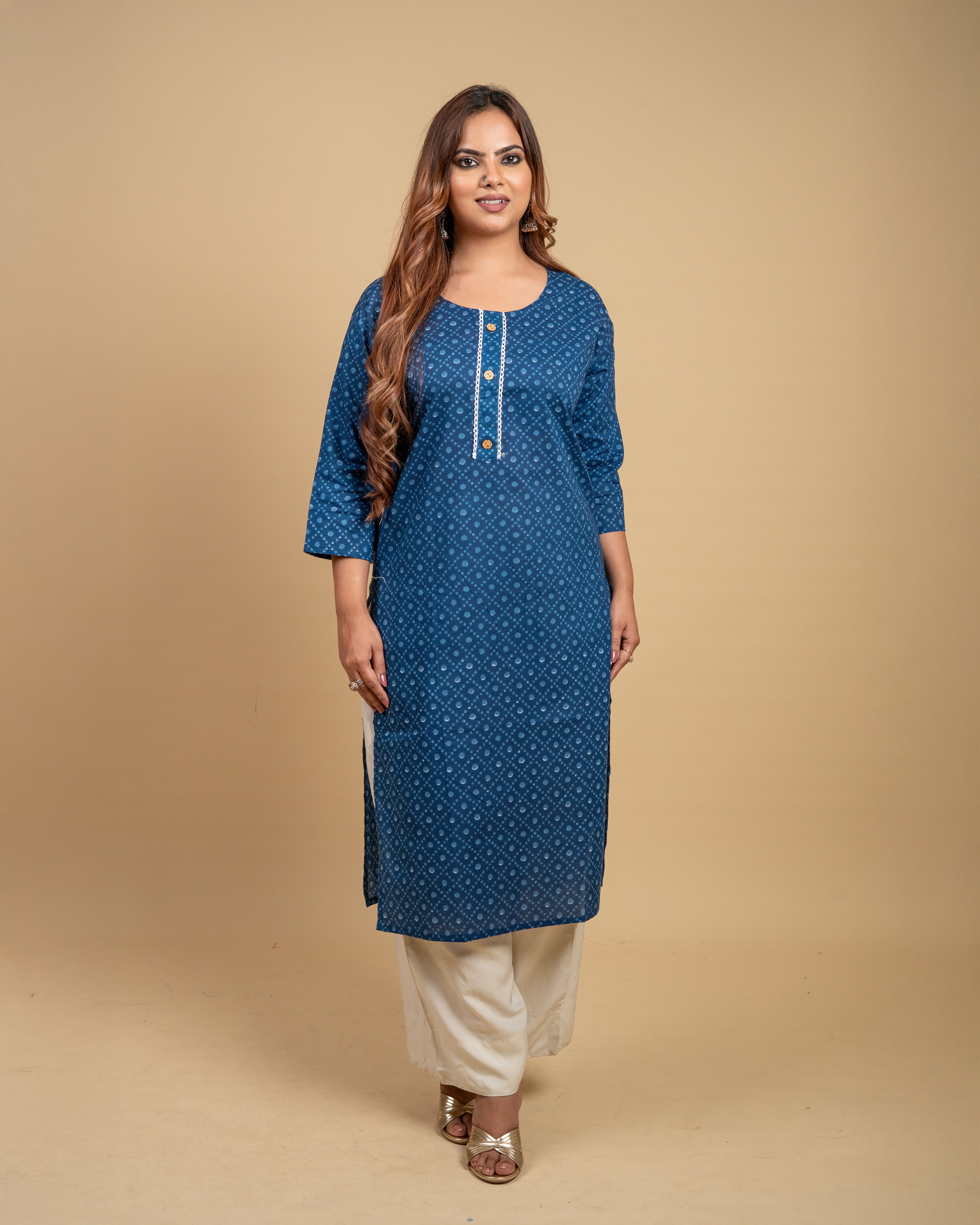 Azure Blossom Cotton Kurti