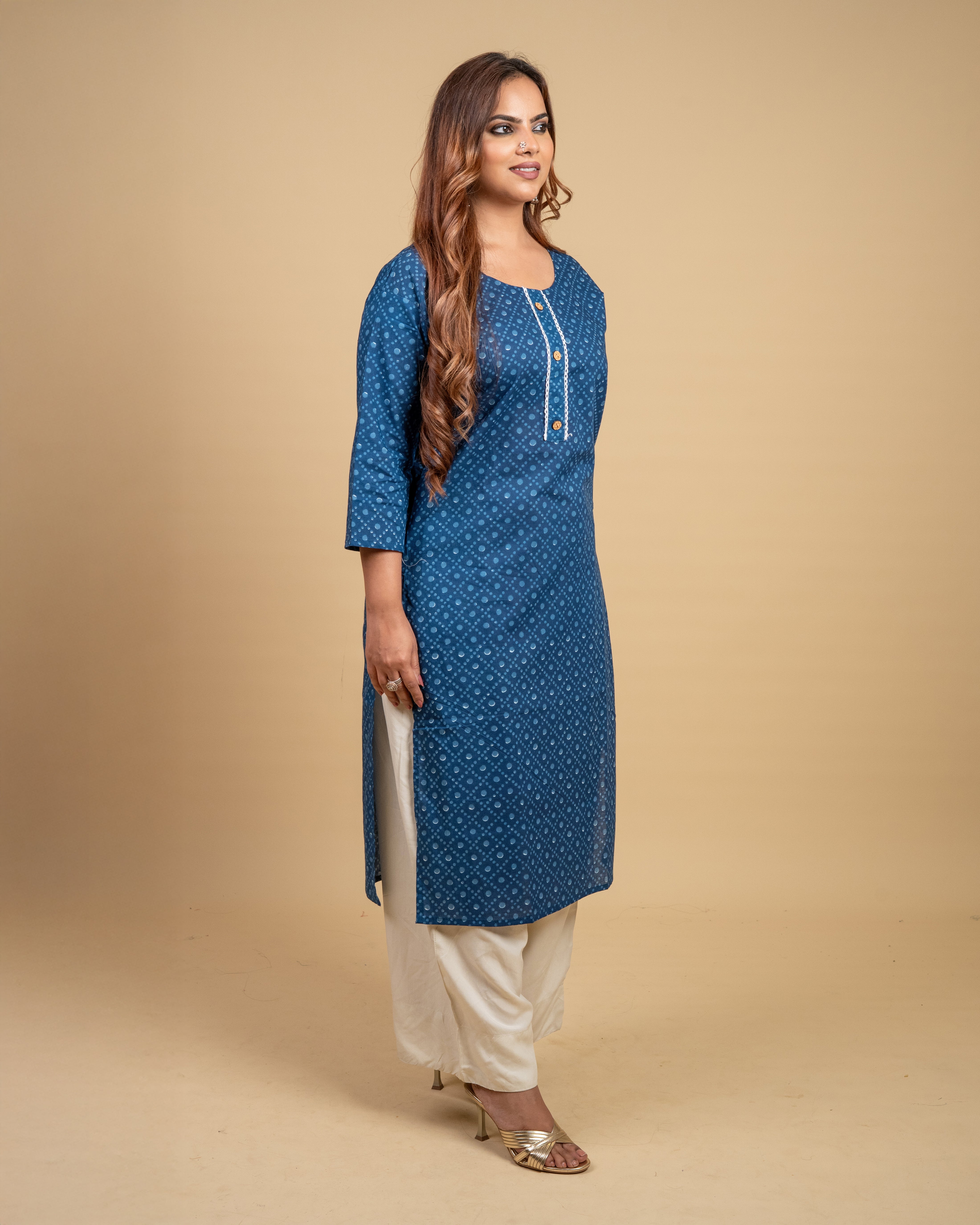 Azure Blossom Cotton Kurti