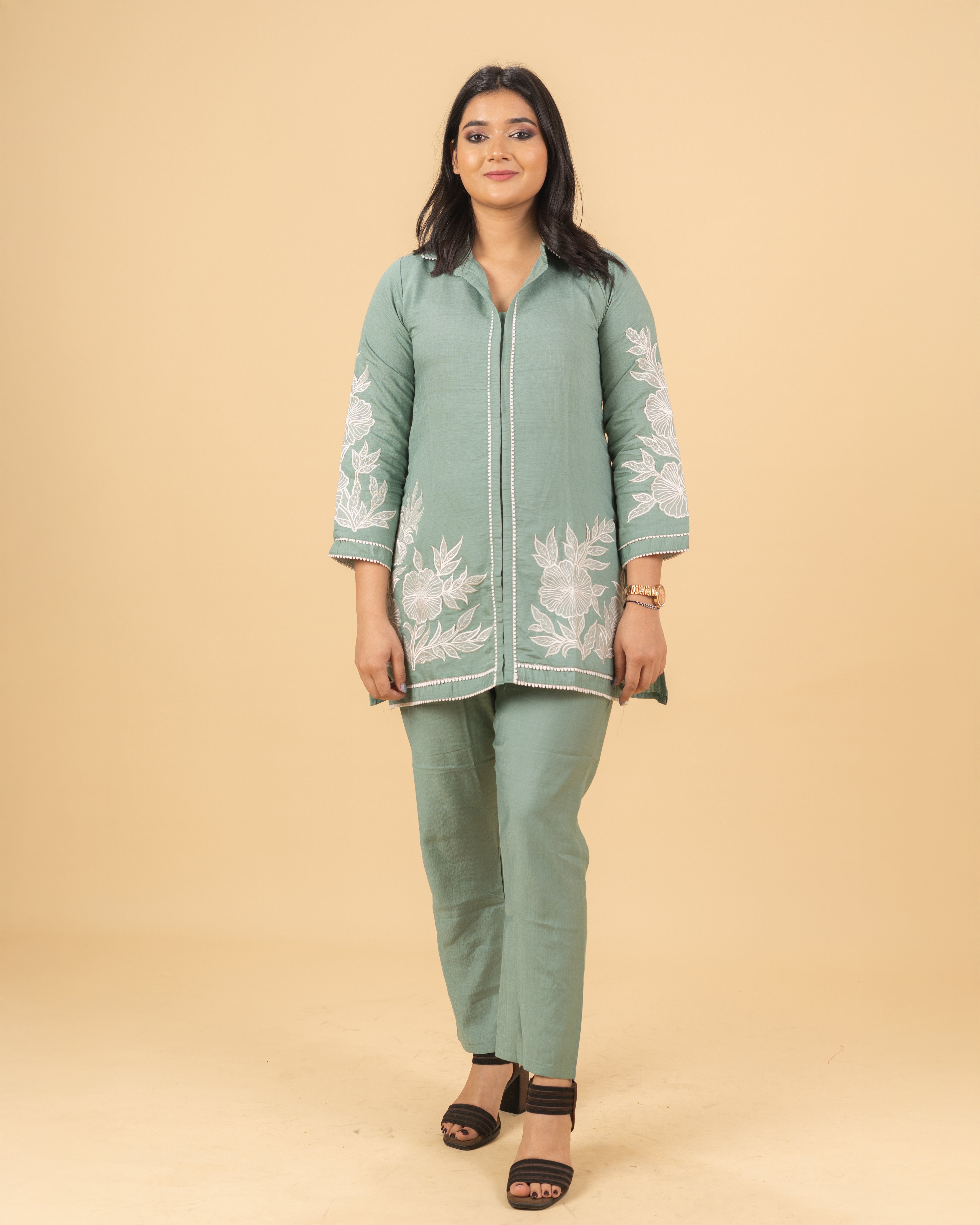 Sage Green Embroidered Coord Set