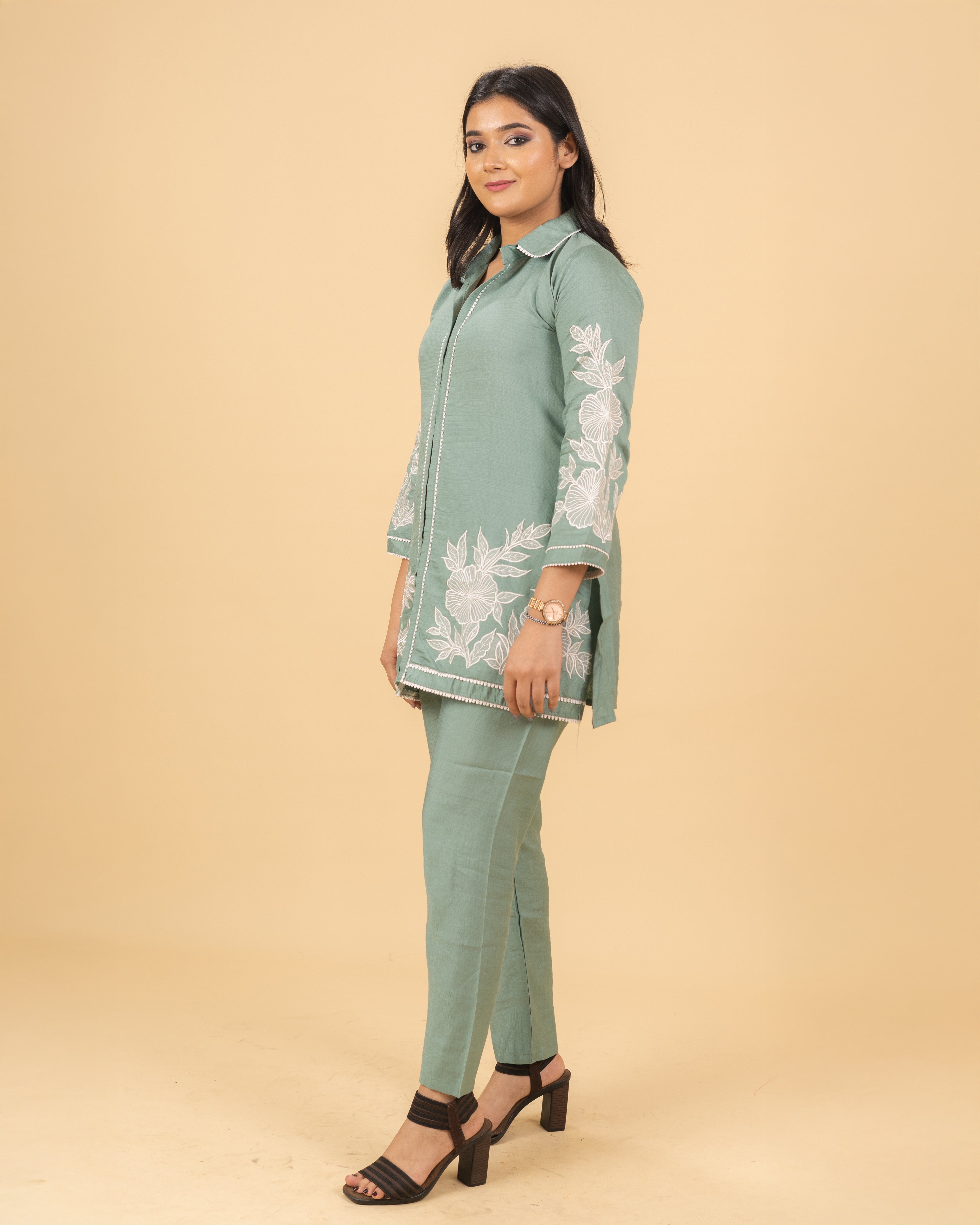 Sage Green Embroidered Coord Set