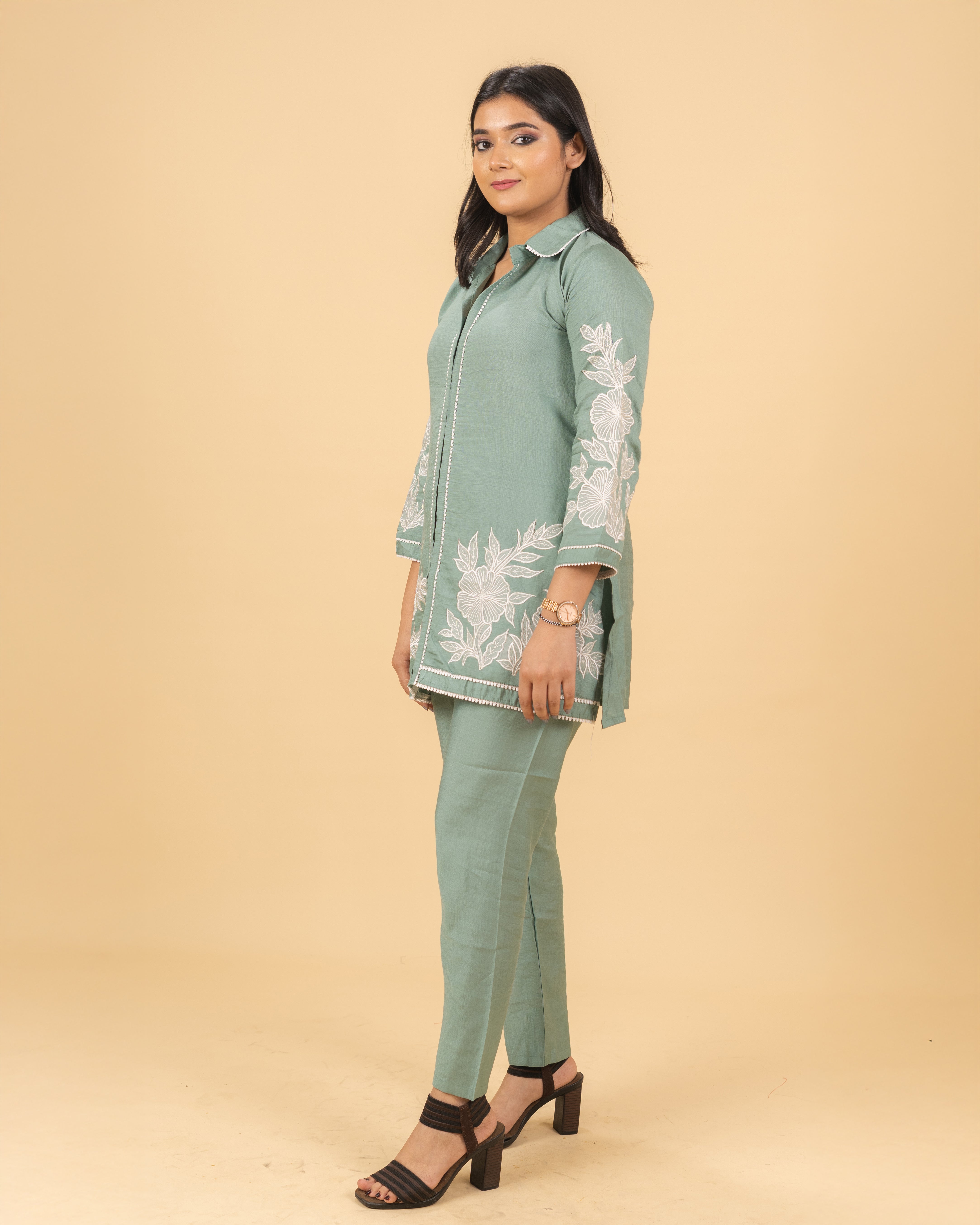 Sage Green Embroidered Coord Set